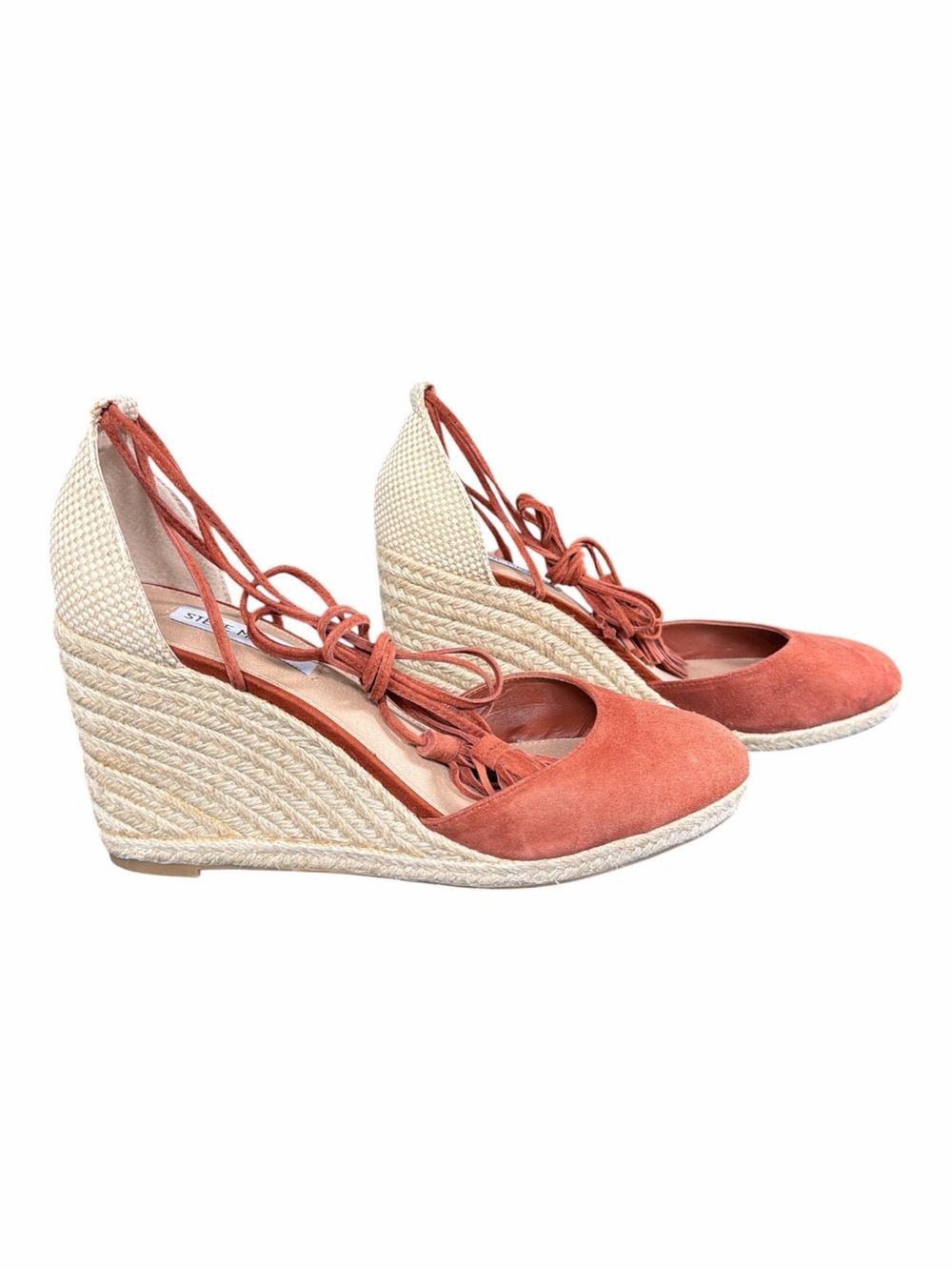 Steve Madden Bestow Coral Lace-Up Espadrille Wedge Heels Size 9.5 - Picture 3 of 12